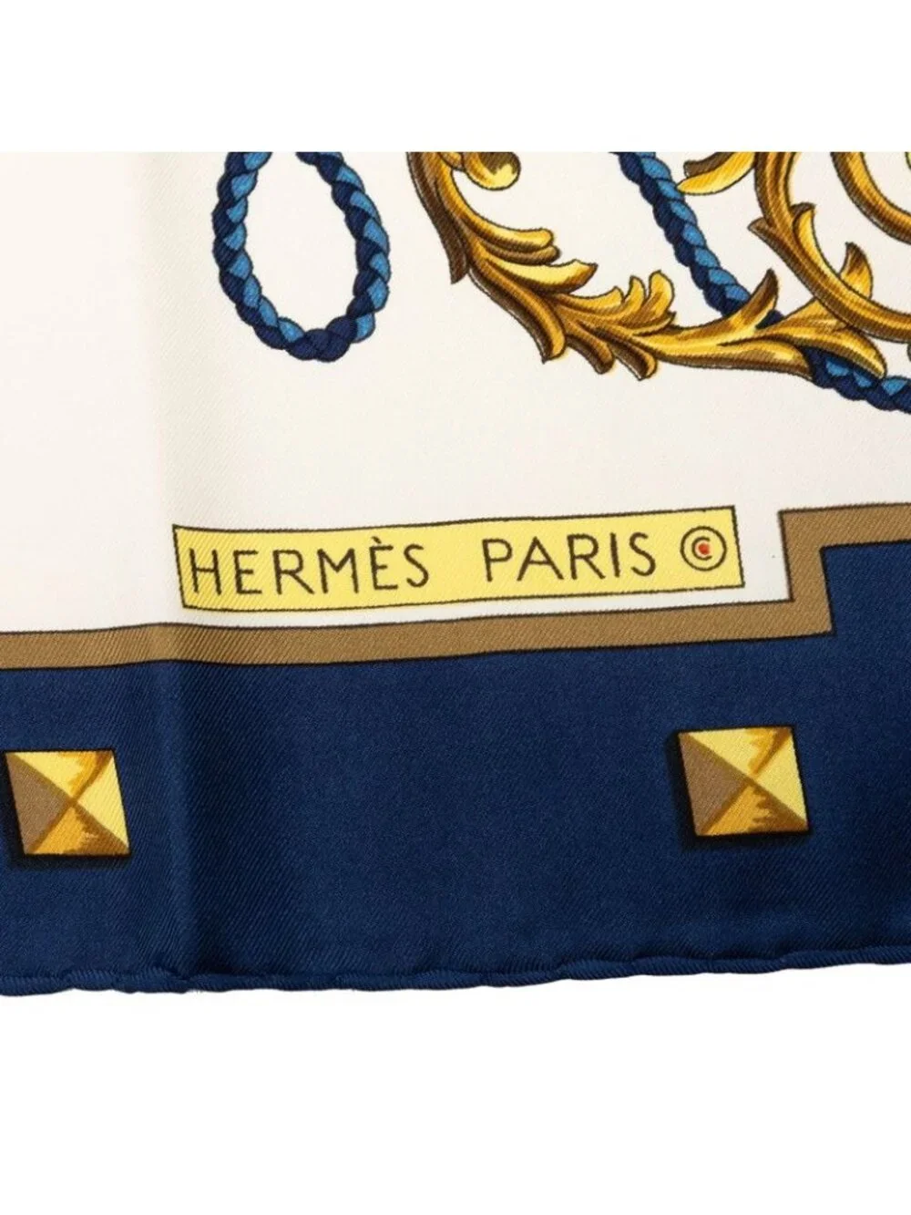 Hermes Carre 90 les Cles Key Scarf White Multicolor Silk